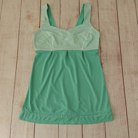 Lululemon Run: Tame Me Tank Heathered Menthol / Wee Stripe White Menthol sz 6 - Picture 6 of 10